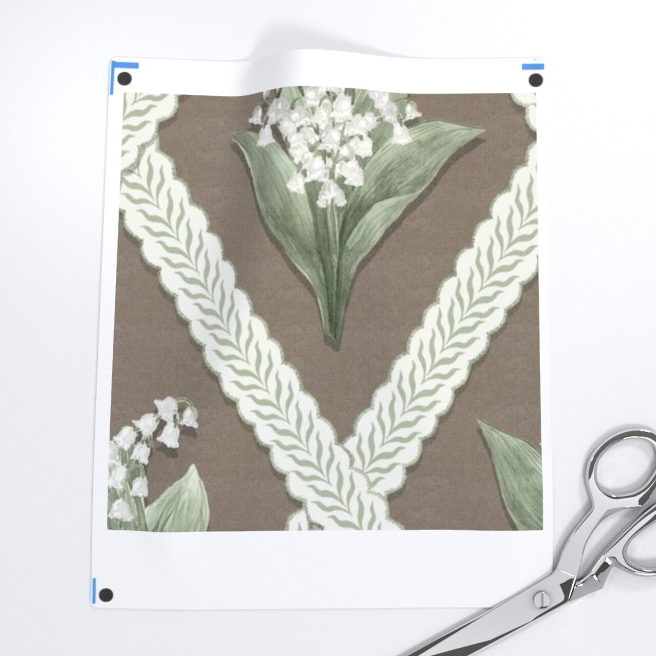 Traditional Floral Lattice Earth Tones Cottagecore Cream Brown Green Custom Printed Fabric by Spoonflower Various Fabrics by the Yard or Fat Quarter